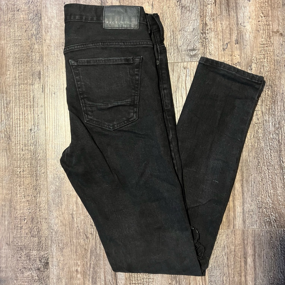 PacSun Black Stacked Skinny Denim Jeans Distressed | 32x32